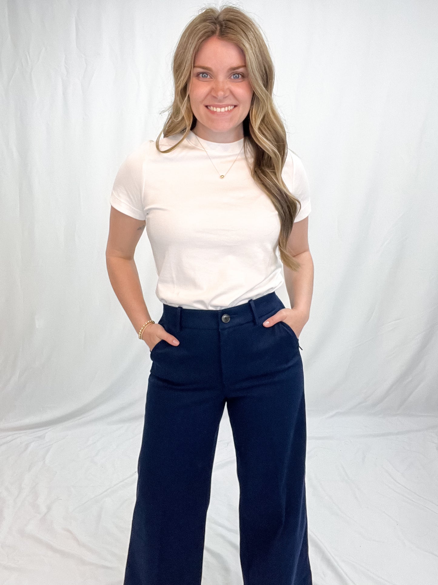 STRETCH TWILL WIDE LEG TROUSER