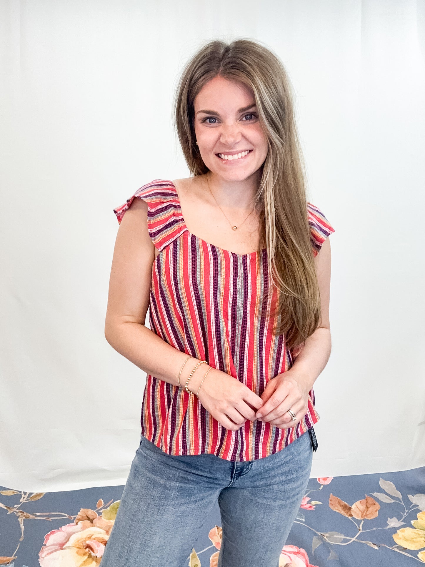 FLUTTER SLV WOVEN TOP