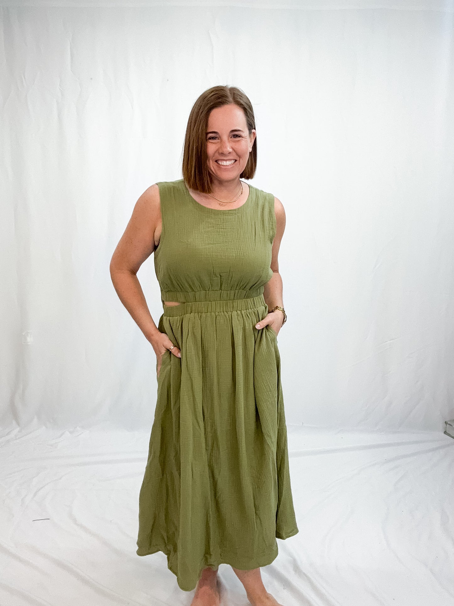 SHORT SLEEVE GAUZE DRESS