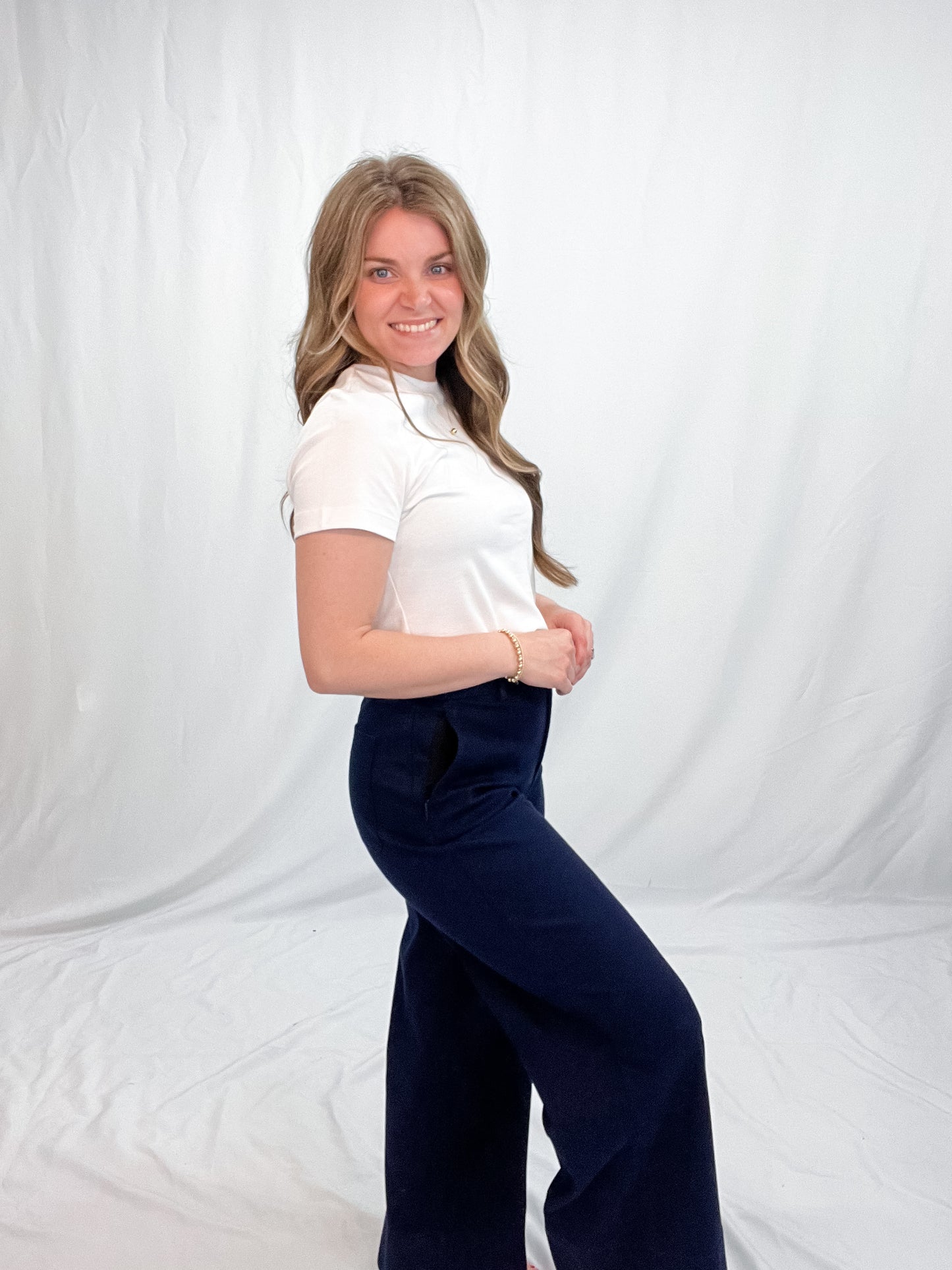 STRETCH TWILL WIDE LEG TROUSER