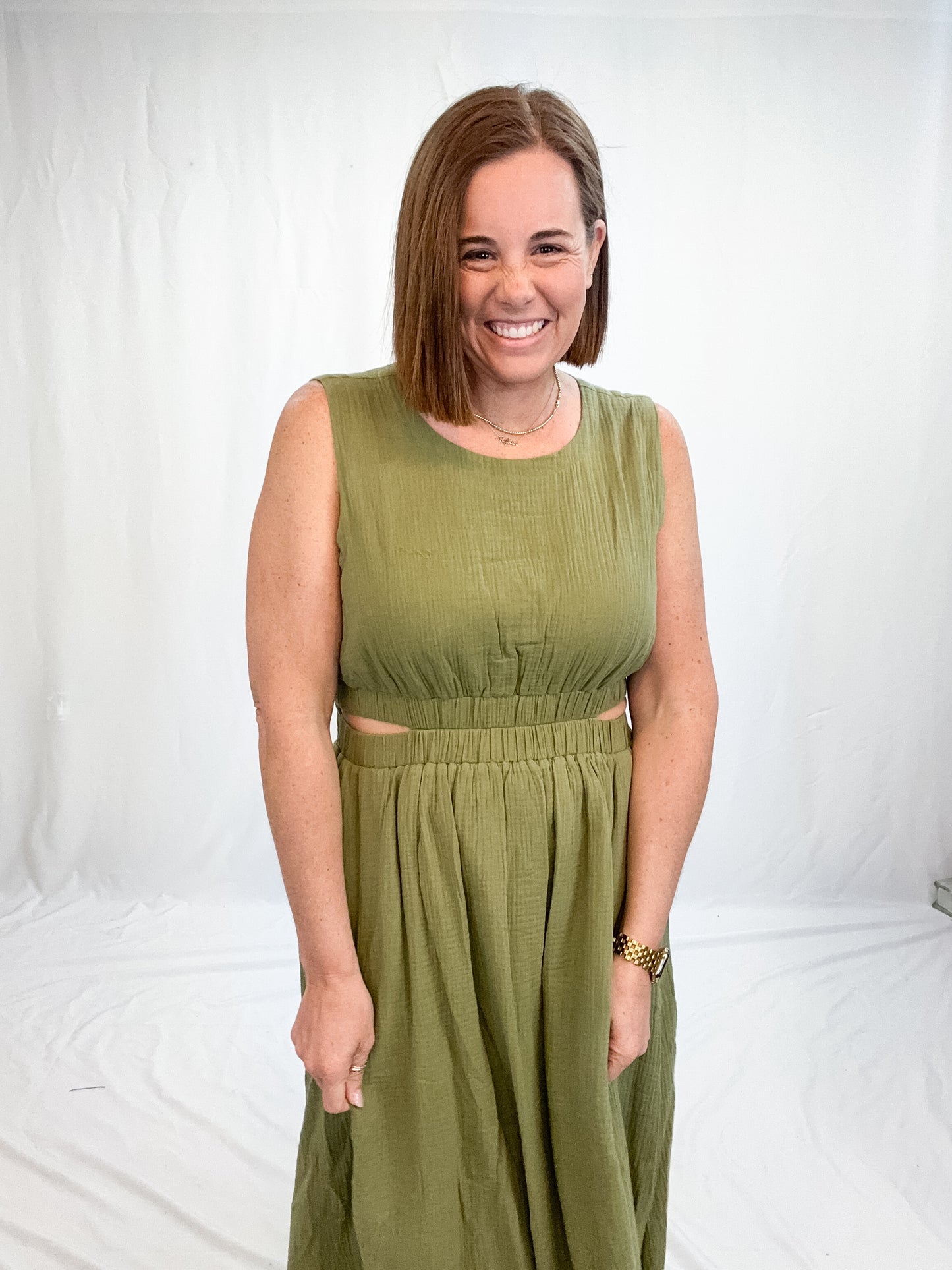SHORT SLEEVE GAUZE DRESS