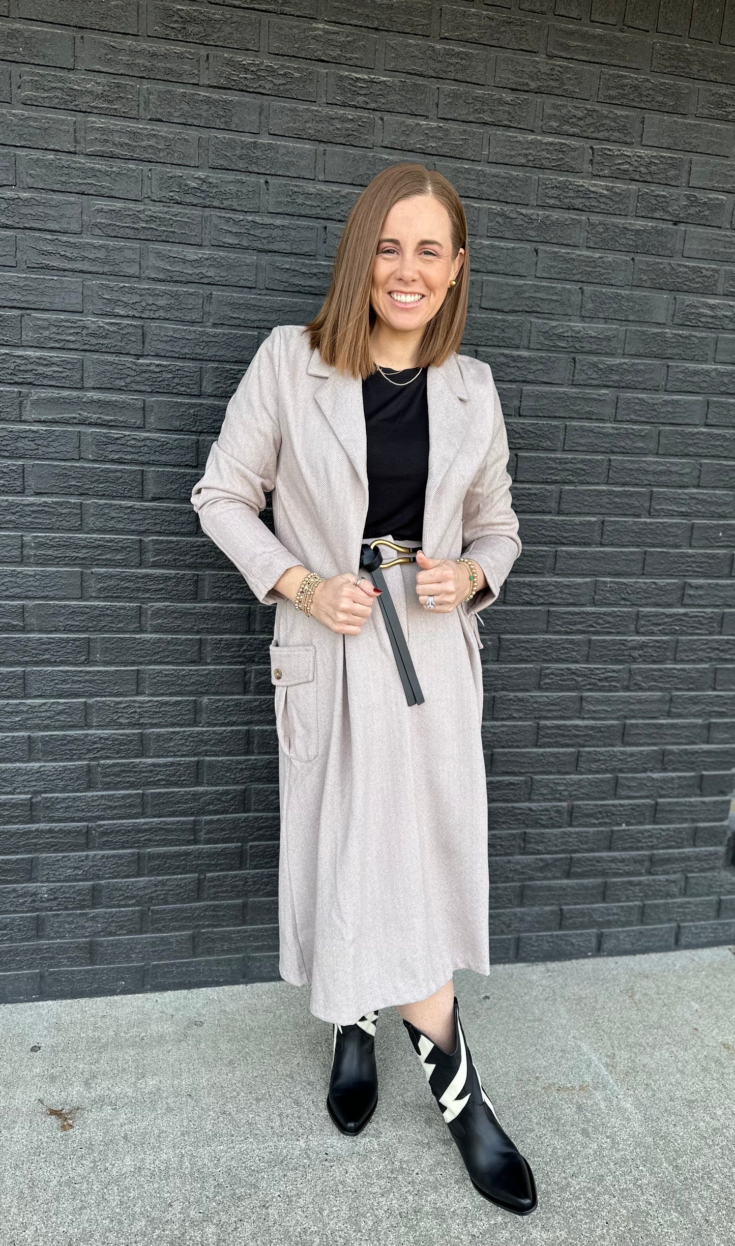 HERRINGBONE CROP BLAZER