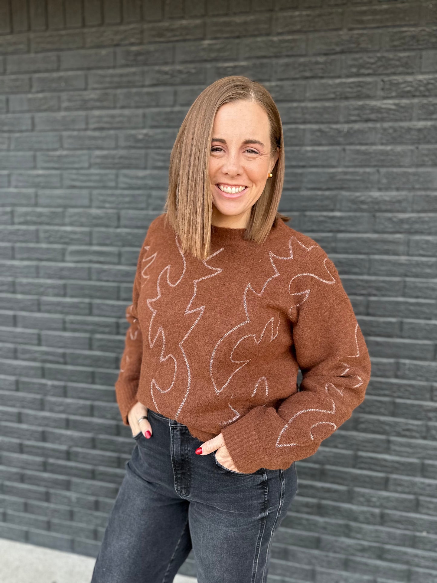 BOOT STITCH CREW NECK SWEATER