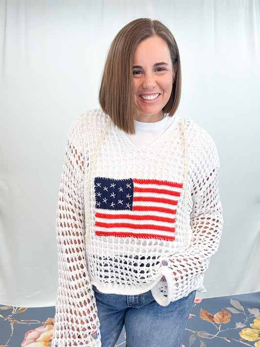 HOODED CROCHET SWEATER
