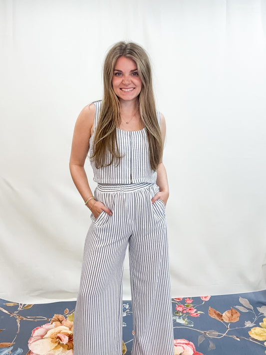 STRIPE LINEN LOUNGE SET
