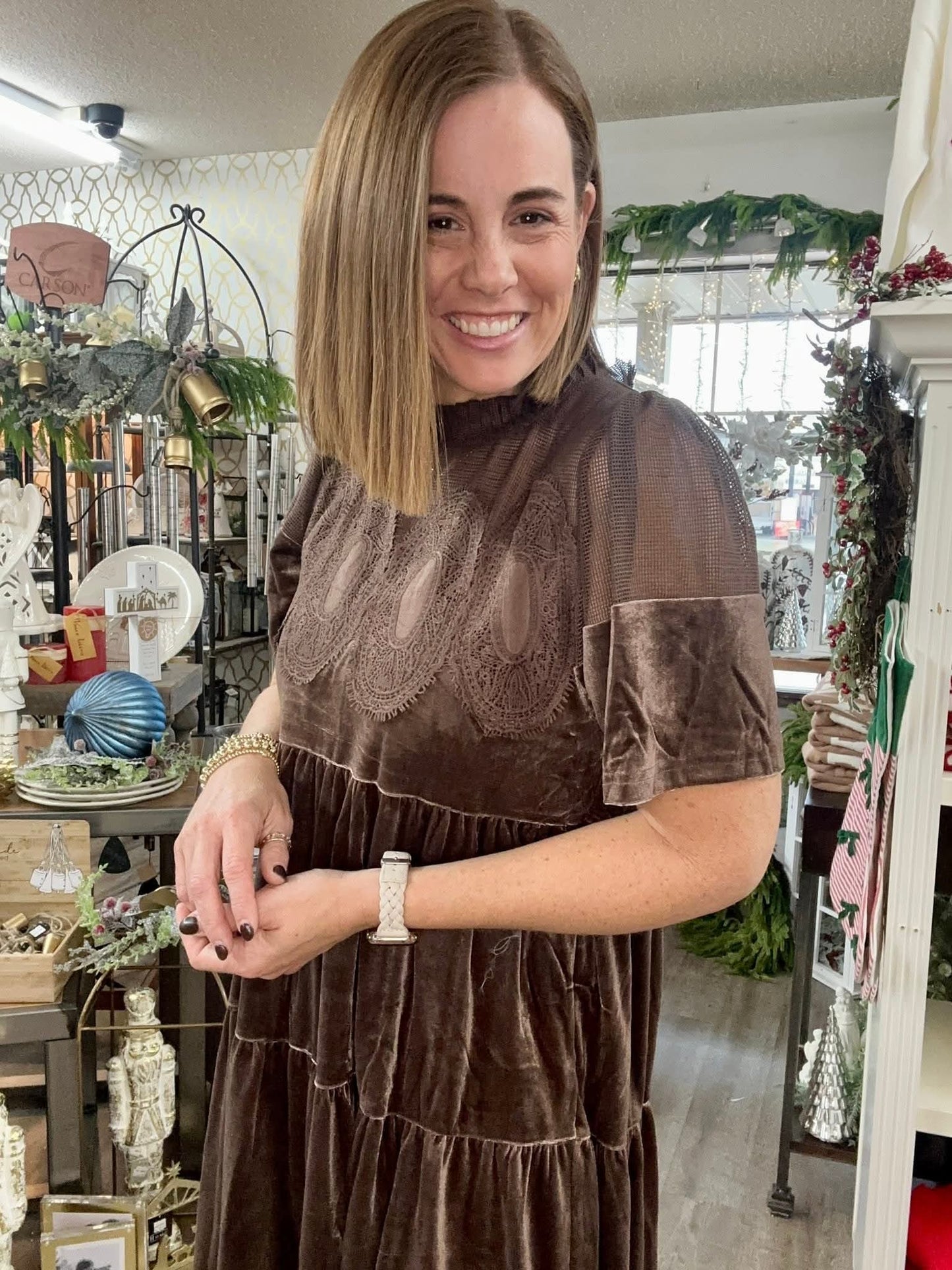 LACE DETAIL TIERED DRESS