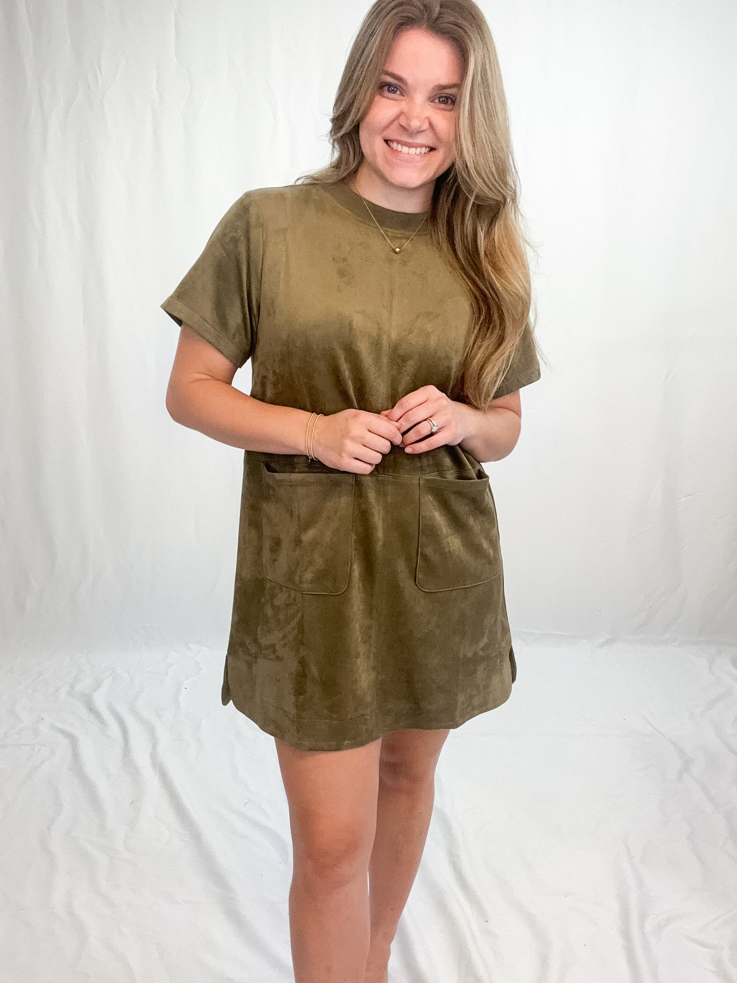 FAUX MICROSUEDE DRESS