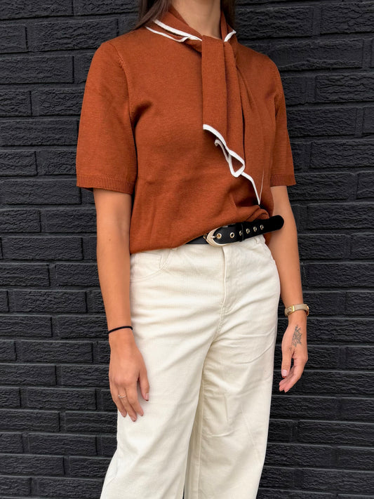 S/S TIE COLLAR SWEATER