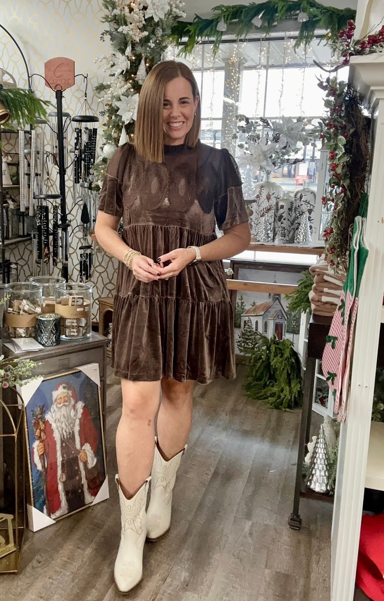 LACE DETAIL TIERED DRESS