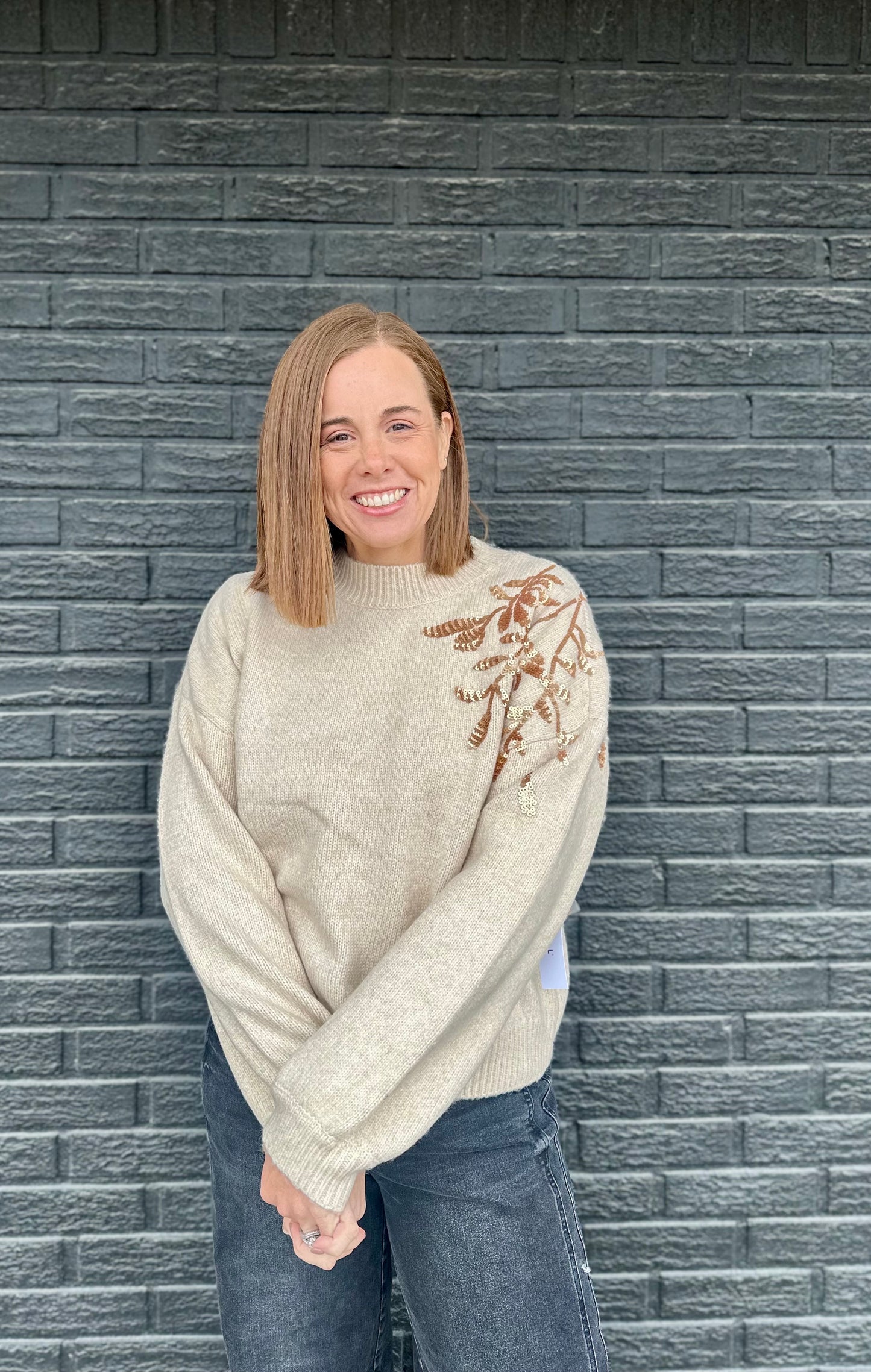 L/S MOCK NK INTARSIA SWEATER