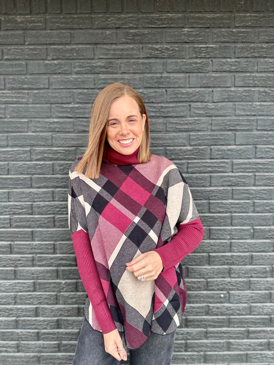 PLAID TURTLENECK SWEATER