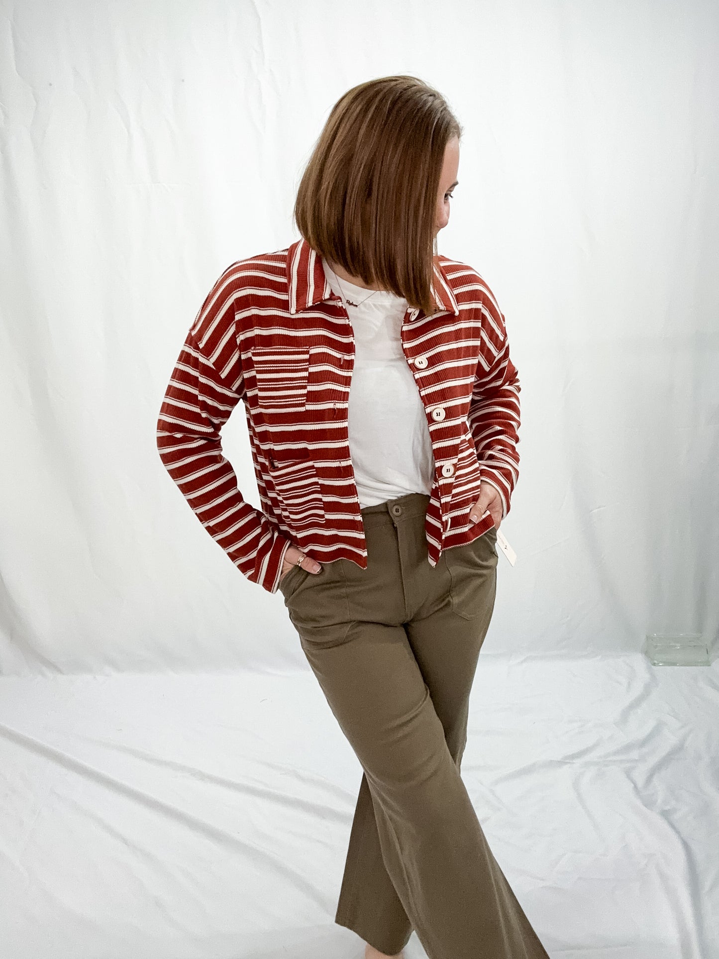 RIB STRIPE CROP JACKET