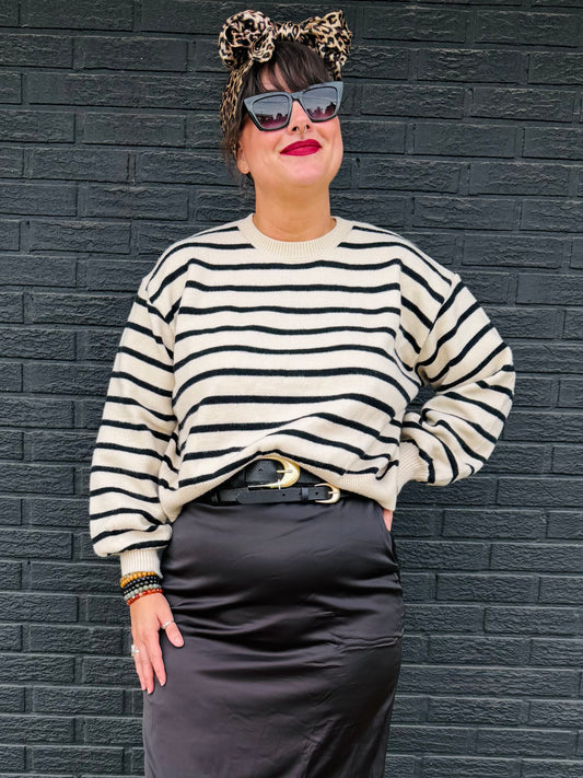 BUTTON BACK CRW NCK SWEATER