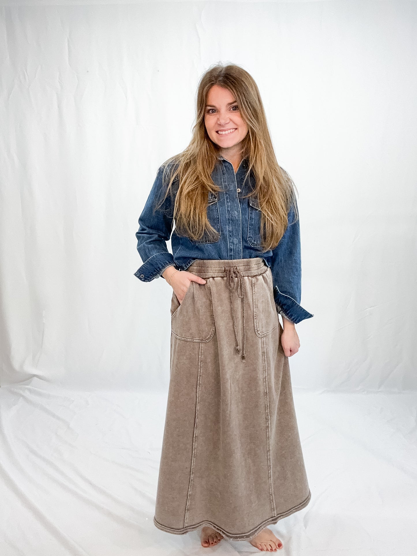 MINERAL WASH KNIT SKIRT