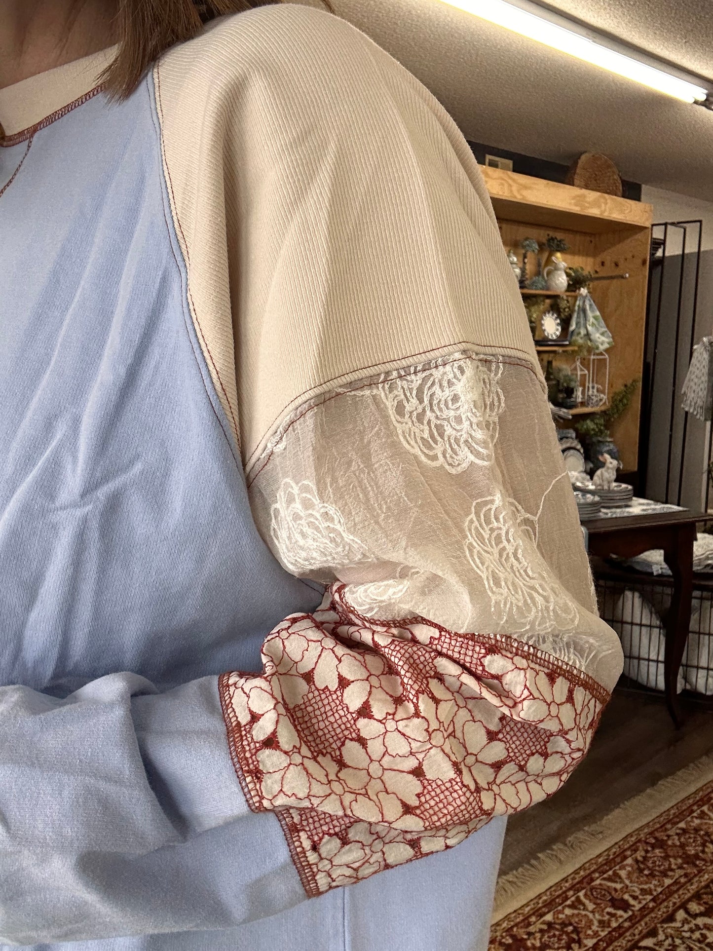 LONG SLEEVE COLORBLOCK MINERAL WASH TOP