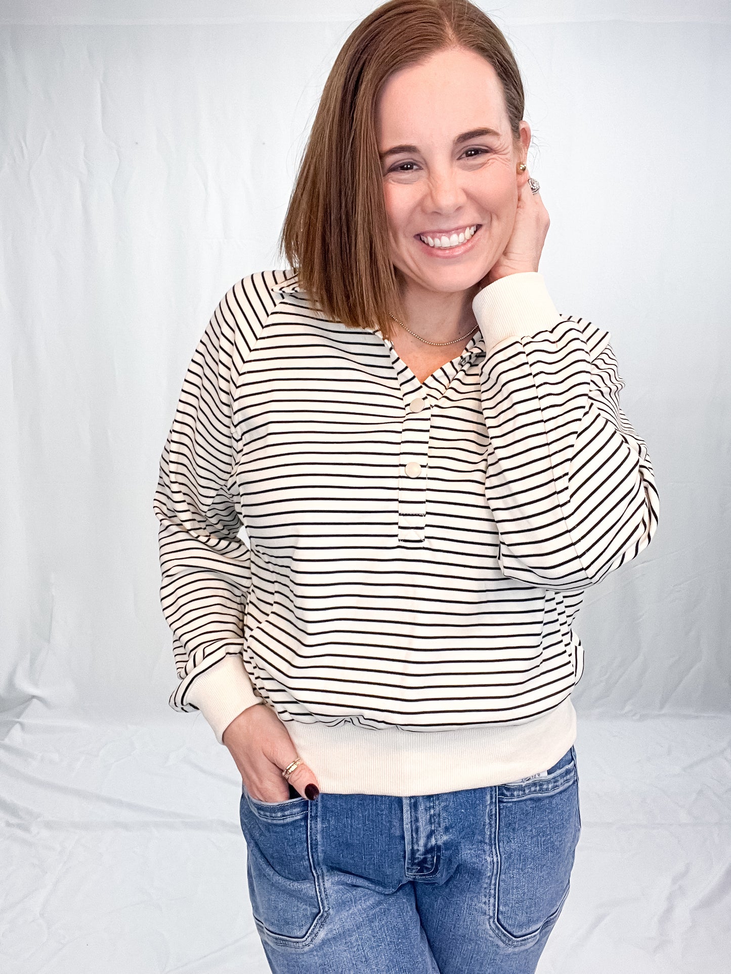 STRIPE SNAP FRONT TOP