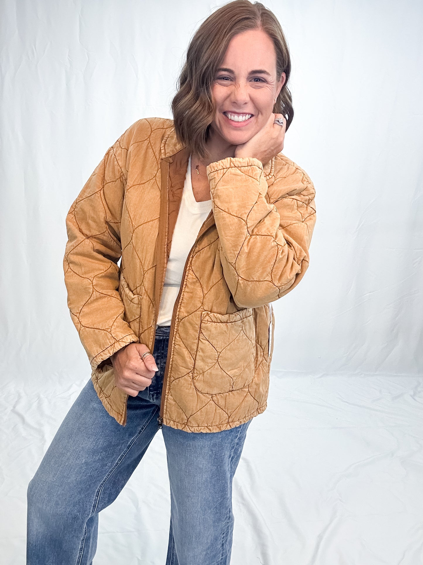 ELLA CAMEL QUILTED JACKET