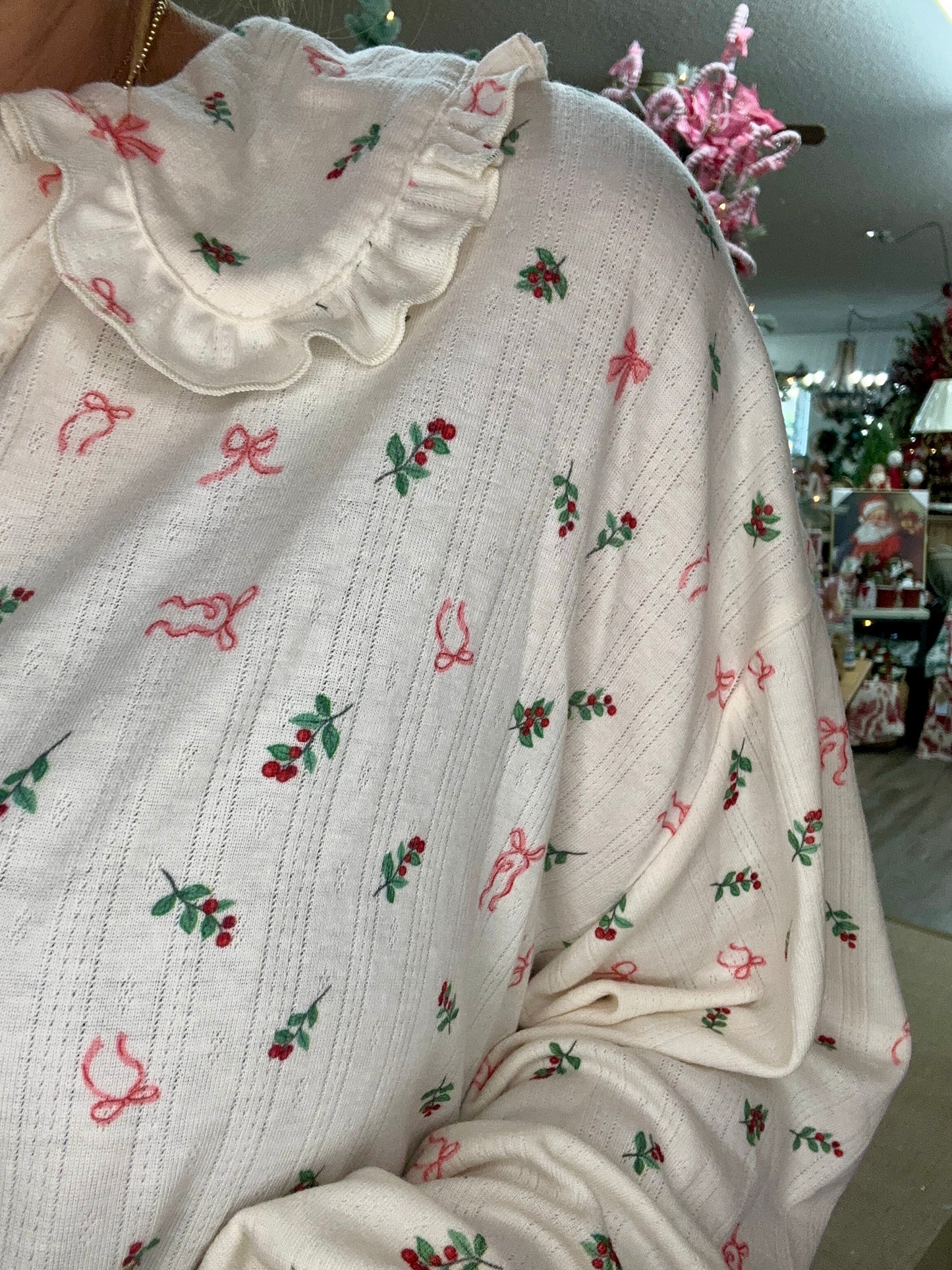 PRINTED POINTELLE PJ SET