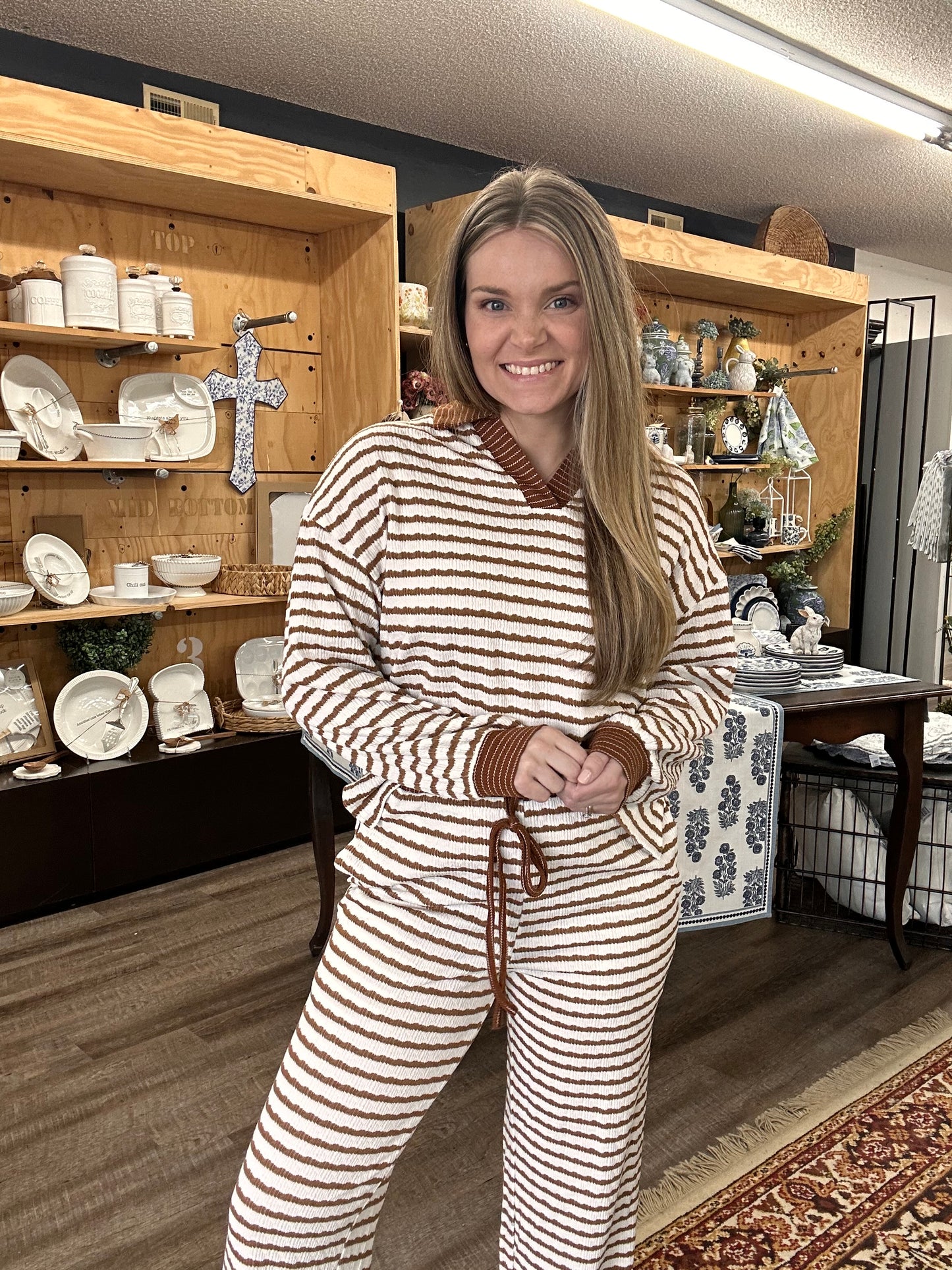 STRIPE PULLOVER & PANT SET