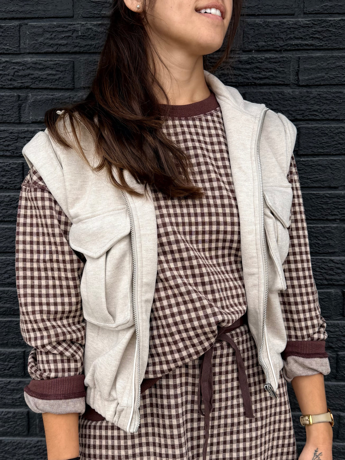 MOCK NECK ZIP VEST