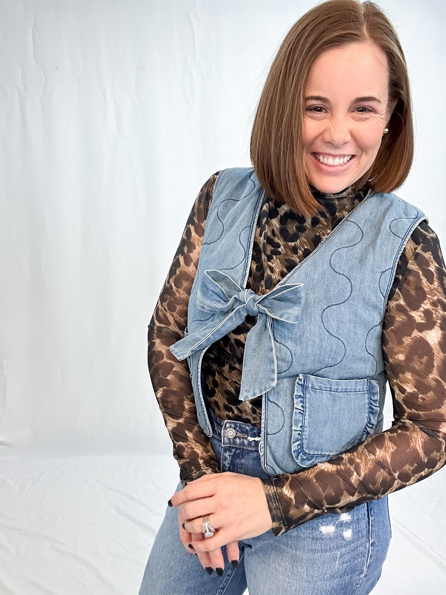 QUILTED DENIM VEST