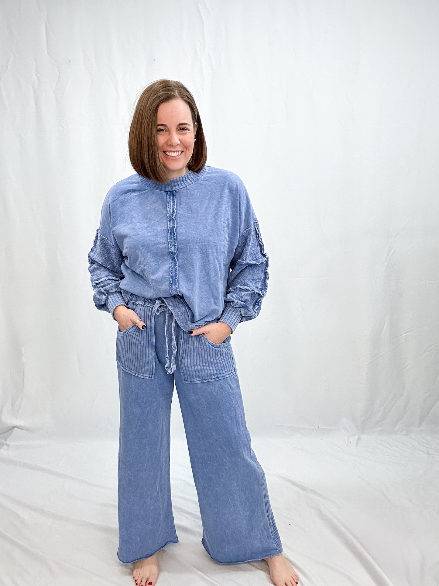 MINERAL WASH WIDE LEG PANTS